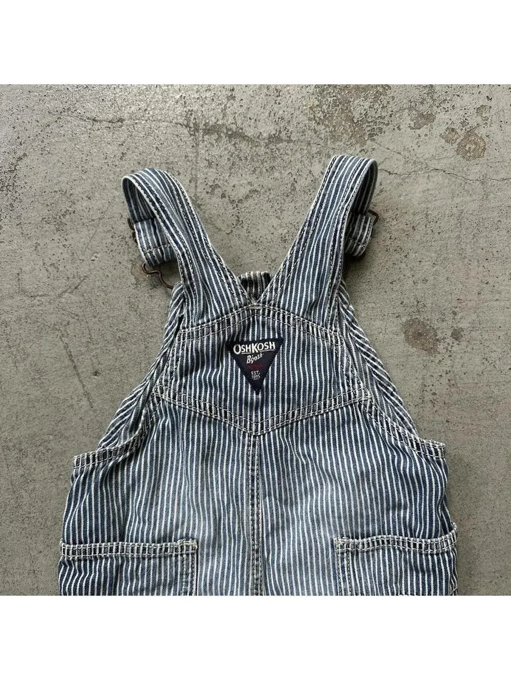 Infant Y2K Osh Kosh Pin Stripe Denim Overalls Short Overalls
